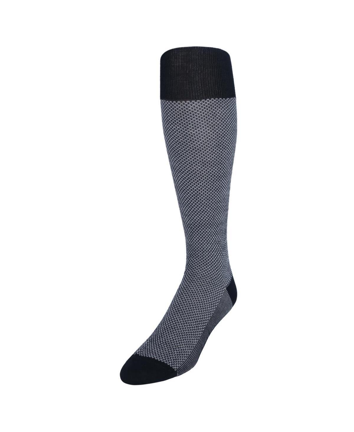 Men's Clayton Birdseye Over The Calf Mercerized Cotton Socks (1Pair) - Black and ash