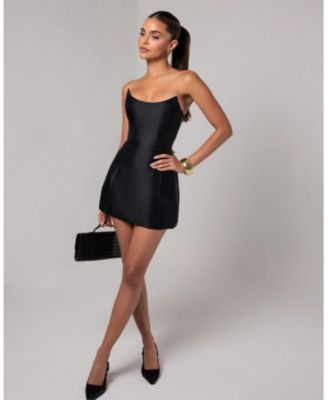 Women's Strapless Sheen Corset Mini Dress
