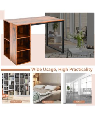 Computer Desk with 5 Side Shelves and Metal Frame