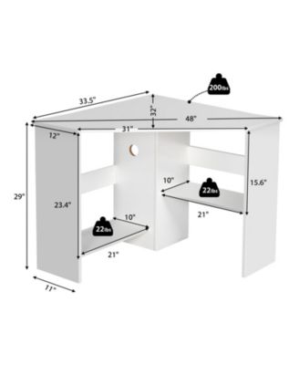 Corner Computer Desk Triangle Writing Workstation with Storage Shelf