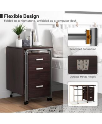 Home Office Folding Computer Laptop Desk Wheeled with 3 Drawers