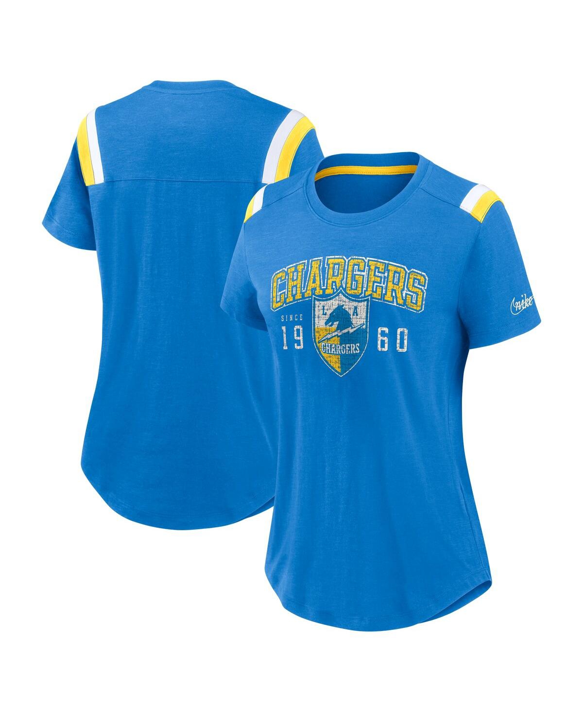 Nike Women's Heather Blue Los Angeles Chargers Historic Slub Fashion T-shirt
