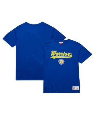 Mitchell & Ness - Men's  Royal Golden State Warriors Hardwood Classics Felt applique Slub T-Shirt