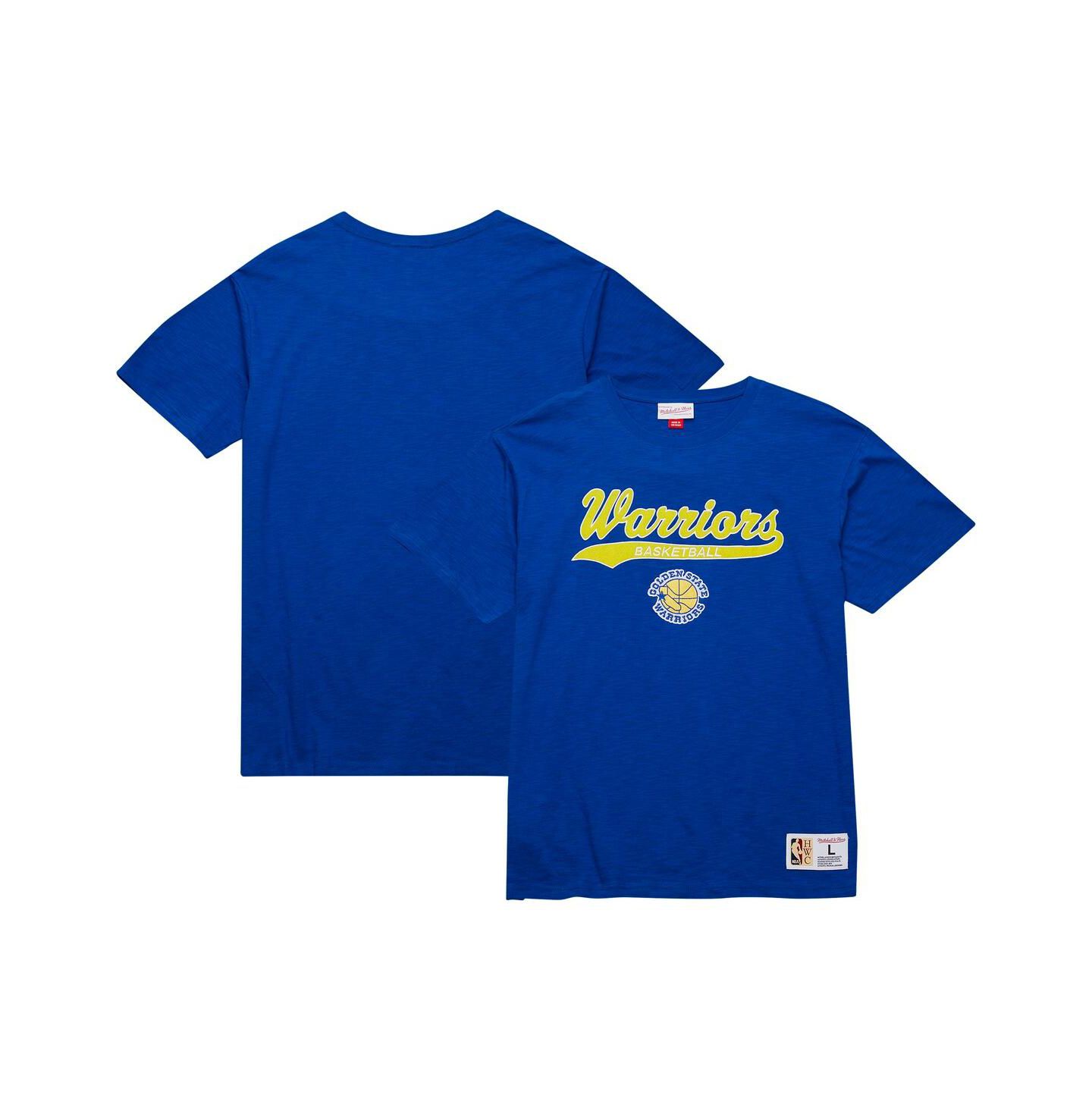 Мужская футболка Mitchell & Ness Royal Golden State Warriors Hardwood Classics Felt applique Slub — фото 1