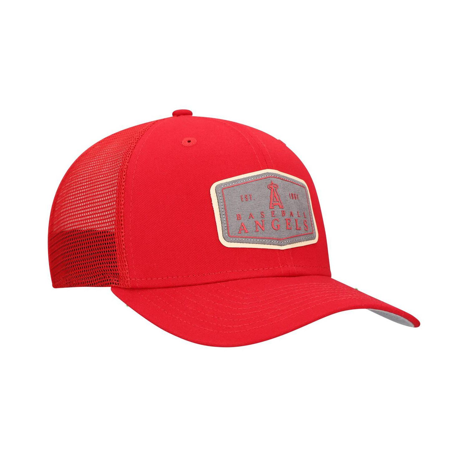 Men's Red Los Angeles Angels Labeled 9SEVENTY Stretch-Snap Adjustable Hat