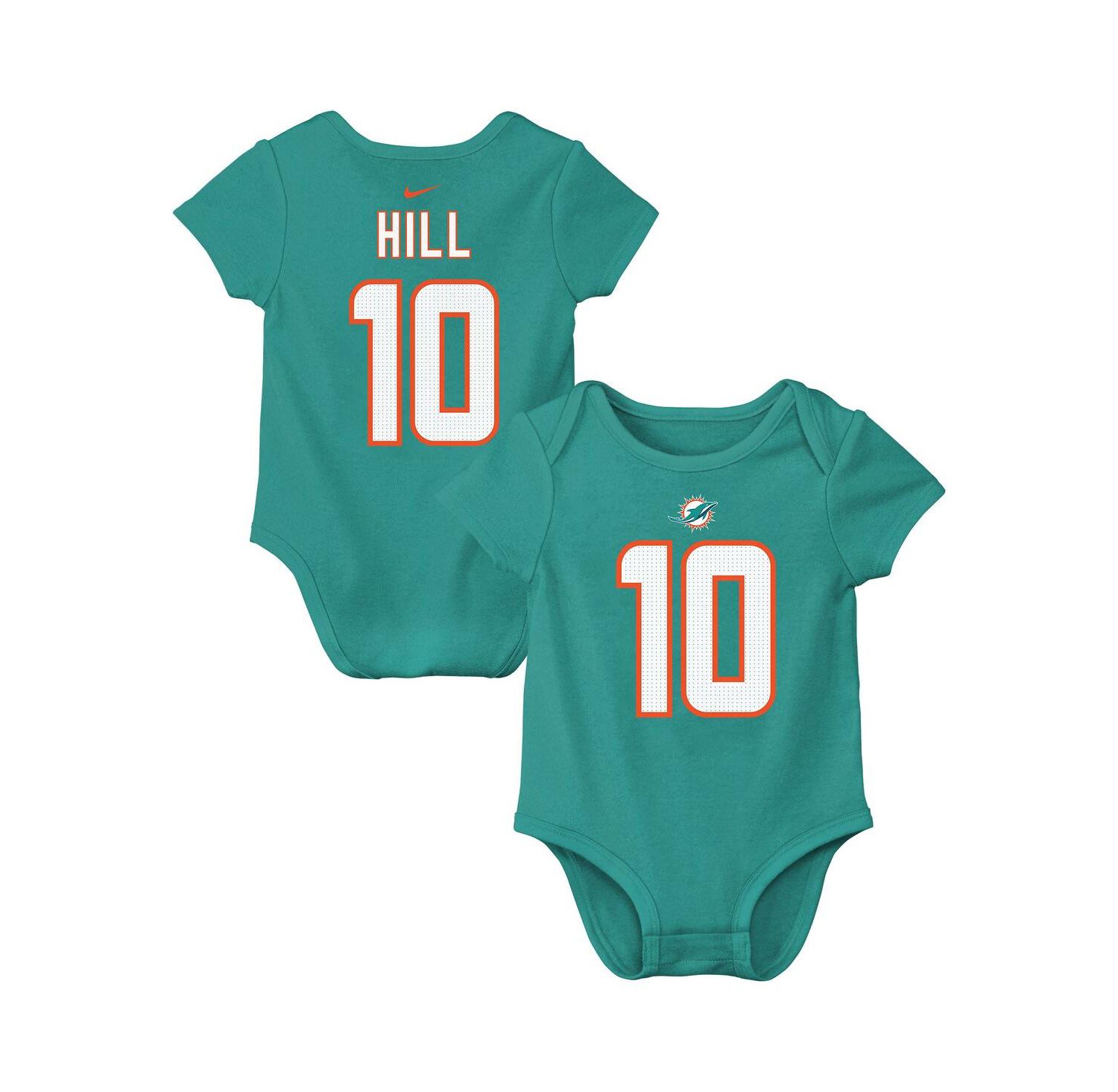 Baby Boys and Girls Tyreek Hill Aqua Miami Dolphins Player Name & Number Bodysuit