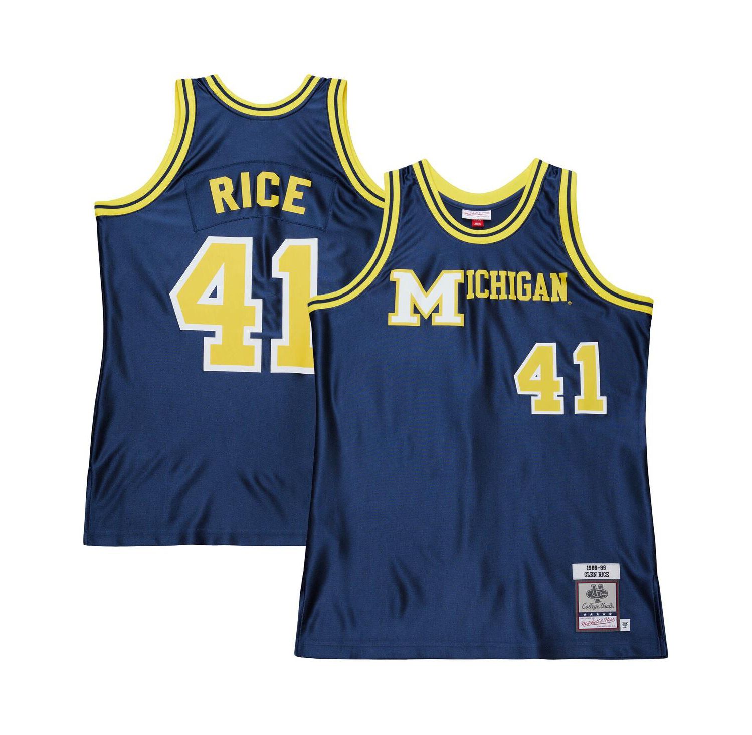 Men's Glen Rice Navy Michigan Wolverines 1988/89 Authentic Jersey