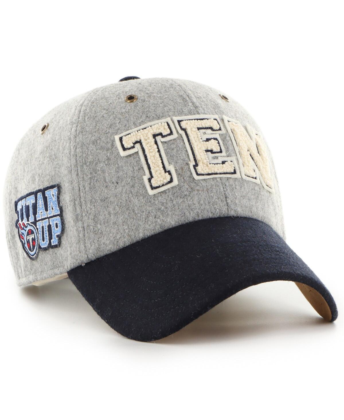 x '47 Brand Men's and Women's Gray/Navy Tennessee Titans Block Clean Up Adjustable Hat - Gray, Navy