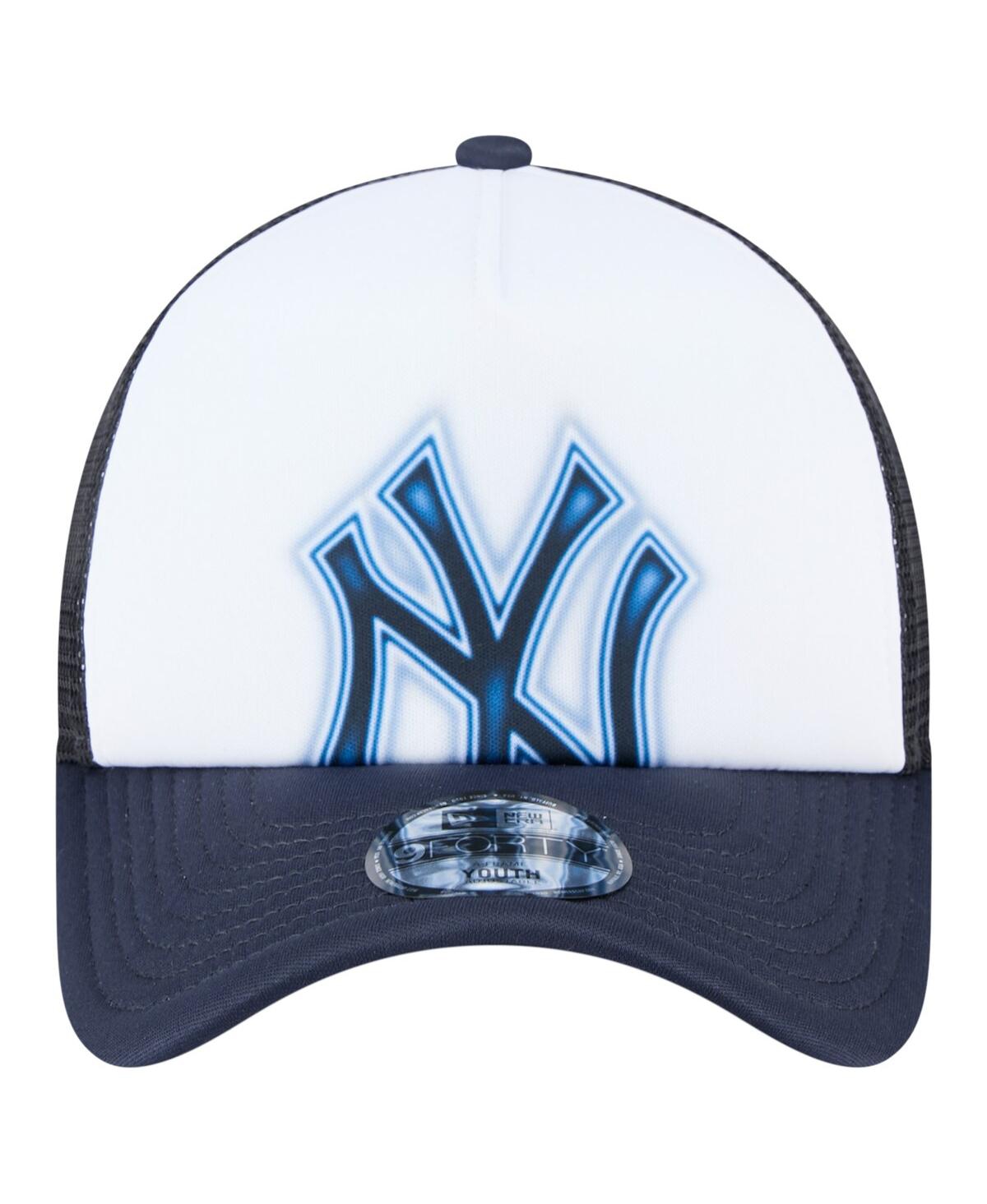 New Era Toddler White/navy New York Yankees Painted A-frame 9forty Trucker Adjustable Hat