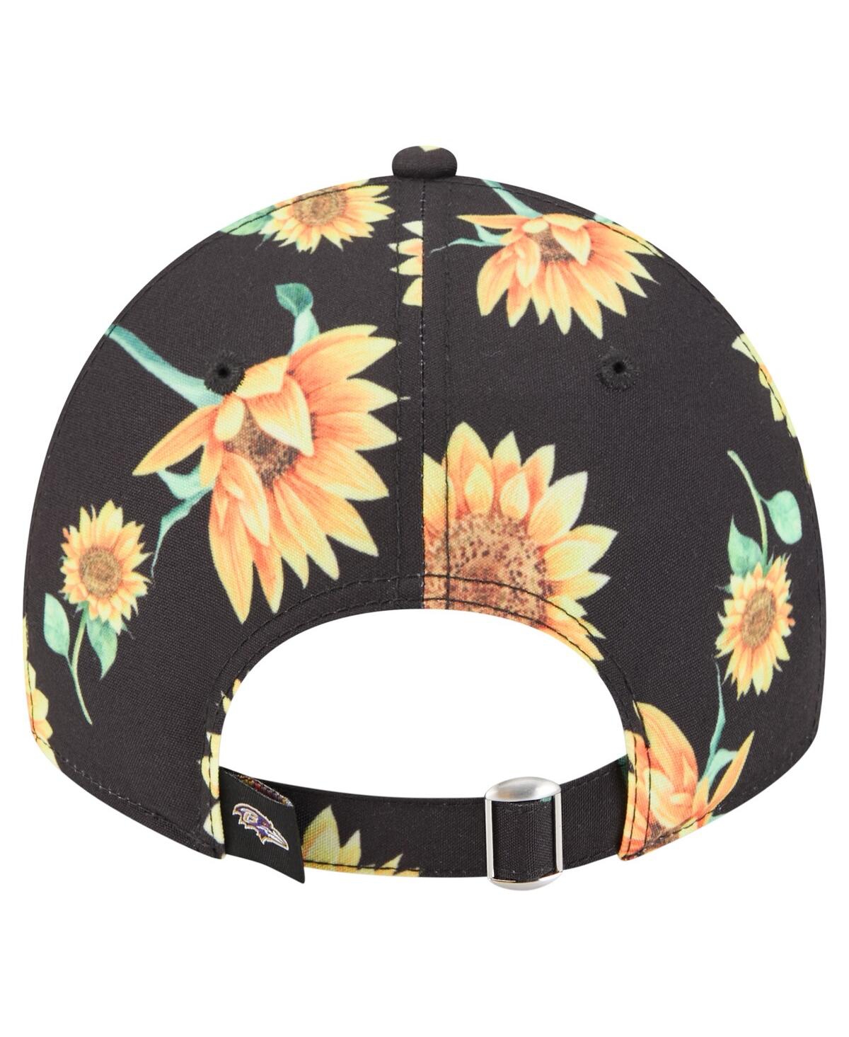 New Era Women's Black Baltimore Ravens Adventure Sunflower 9TWENTY Adjustable Hat