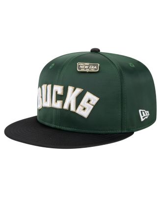 Men's Hunter Green/Black Milwaukee Bucks Throwback Satin Vintage Pin Two-Tone 59FIFTY Fitted Hat