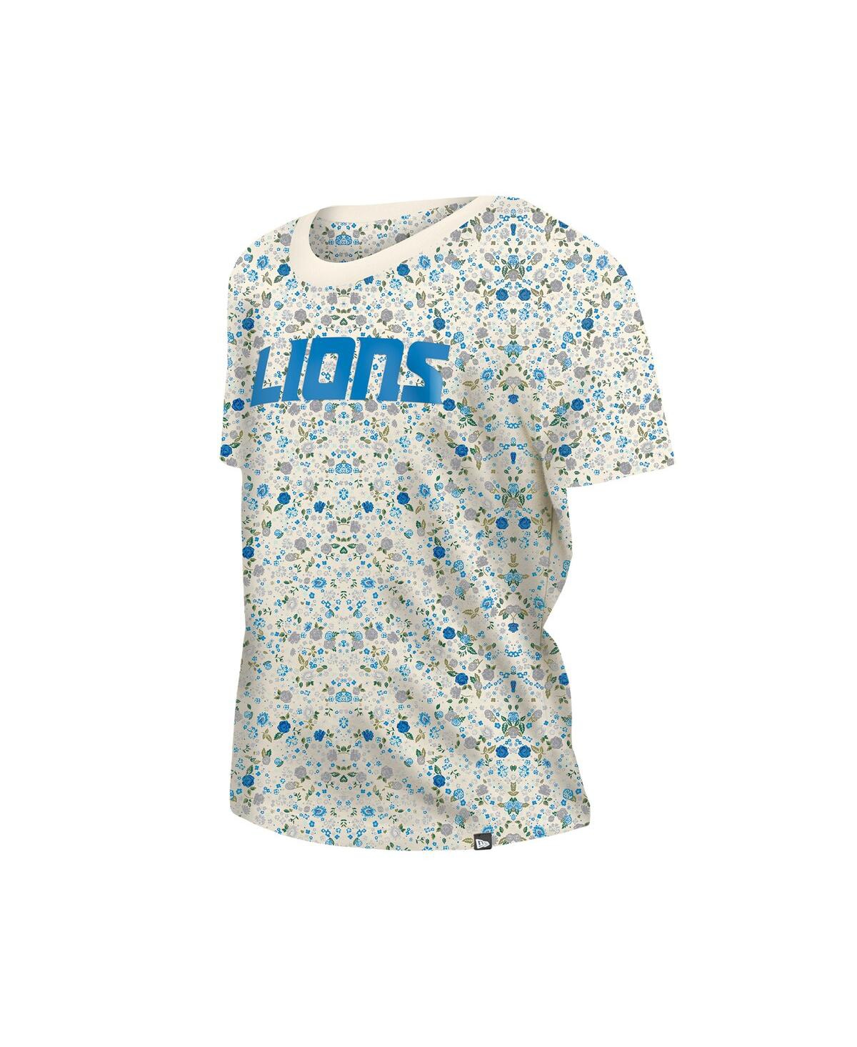 NEW ERA WOMEN'S CREAM DETROIT LIONS GLAM GAME FLORAL T-SHIRT 
