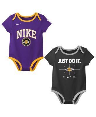 Nike - Baby Boys and Girls  Purple/Black Los Angeles Lakers Just Do It Two-Pack Bodysuit Set