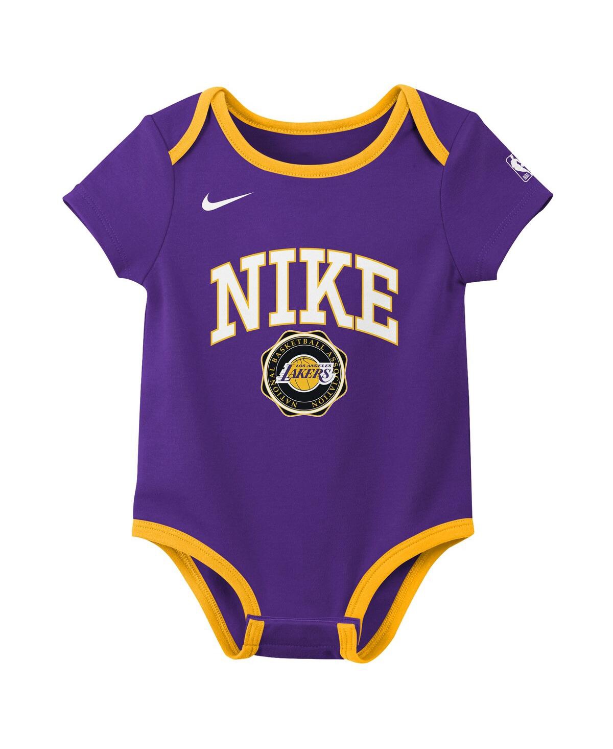Nike Baby Boys And Girls Purple/black Los Angeles Lakers Just Do It 2-pack Bodysuit Set