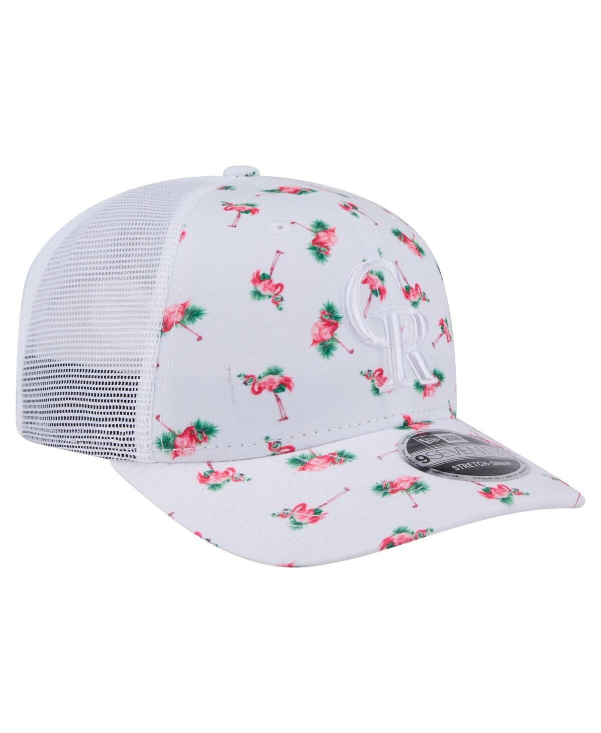 New Era Men's White Colorado Rockies Flamingo Mesh Back 9seventy Stretch-snap Hat