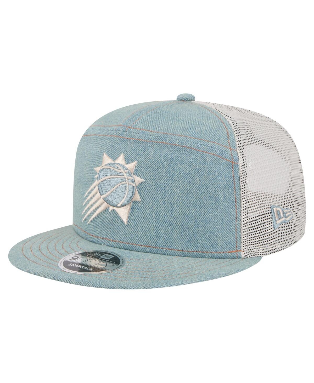 New Era Men's Phoenix Suns Adventure Denim Split Panel 9fifty Snapback Trucker Hat