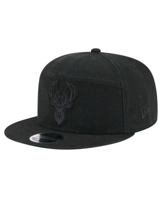 New Era - Men's Black Milwaukee Bucks Adventure Canvas Split Panel 9FIFTY Snapback Hat