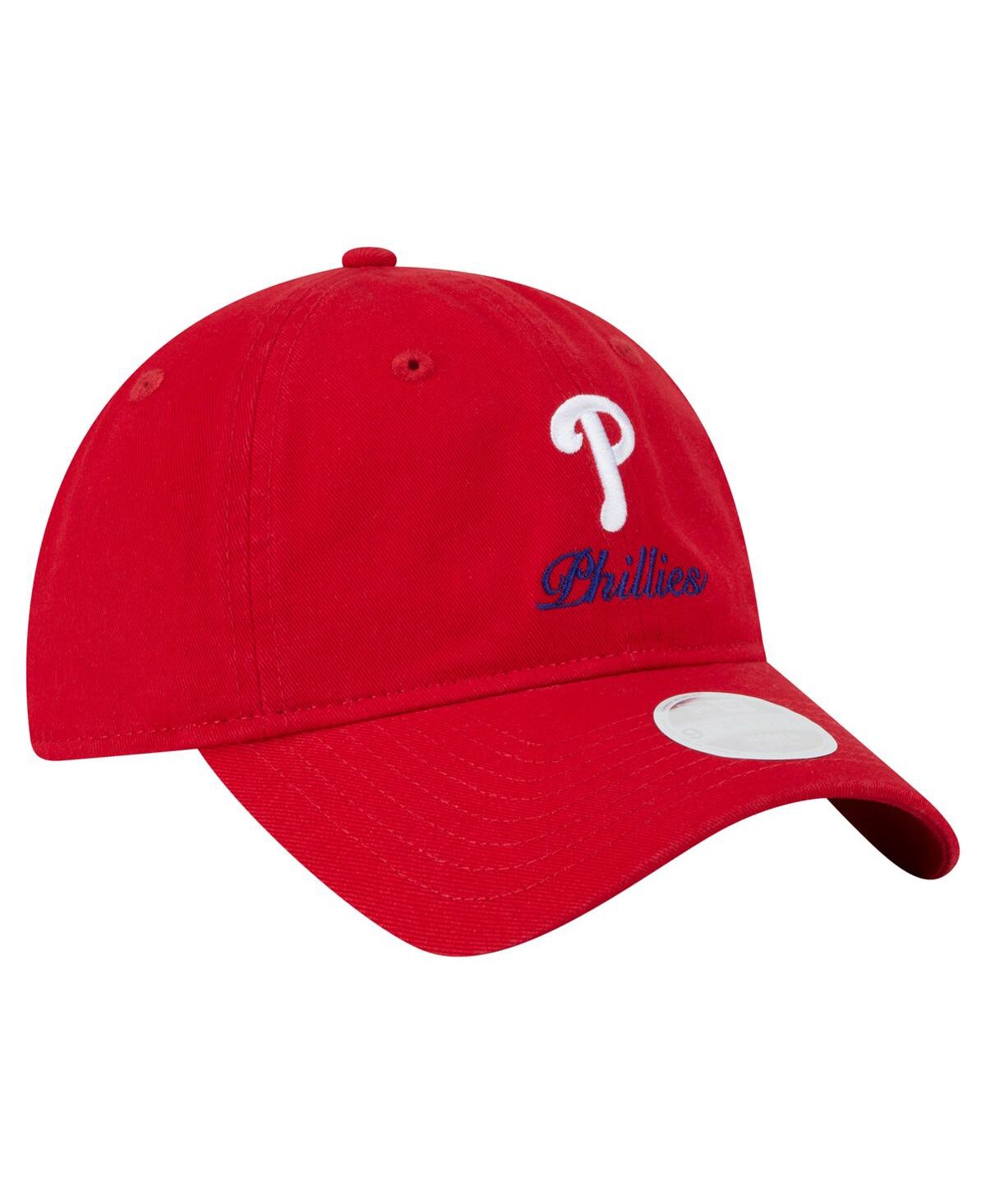 NEW ERA WOMEN'S RED PHILADELPHIA PHILLIES PREPPY TEAM 9TWENTY ADJUSTABLE HAT 