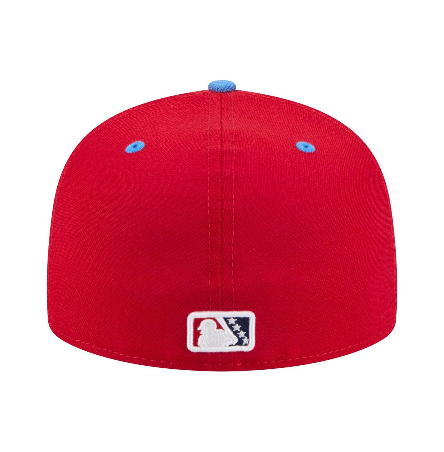 Мужская кепка New Era Red Jacksonville Jumbo Shrimp Authentic Collection 59FIFTY Fitted Hat — фото 4