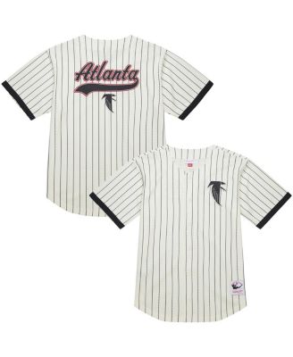 Mitchell & Ness - Men's Cream Atlanta Falcons Vintage Logo Final Seconds Full-Button Mesh T-Shirt