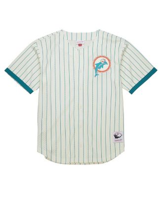 Men's Cream Miami Dolphins Final Seconds Vintage Logo Mesh Button-Up Shirt