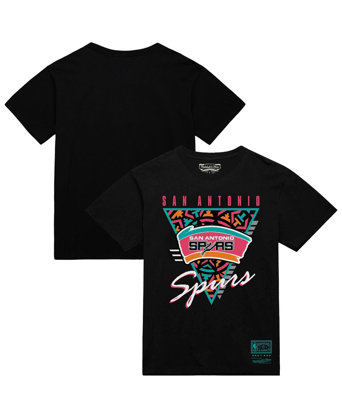 Mitchell & Ness Black San Antonio Spurs Worldwide Collection Tri-logo T-shirt In Black