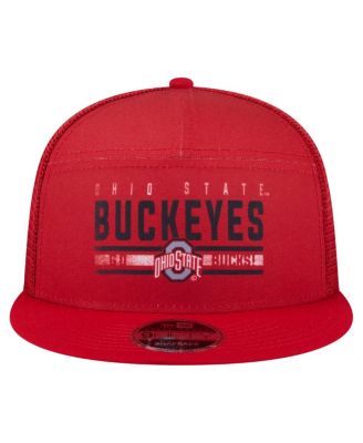 Men's Scarlet Ohio State Buckeyes Split Panel 9FIFTY Snapback Trucker Hat