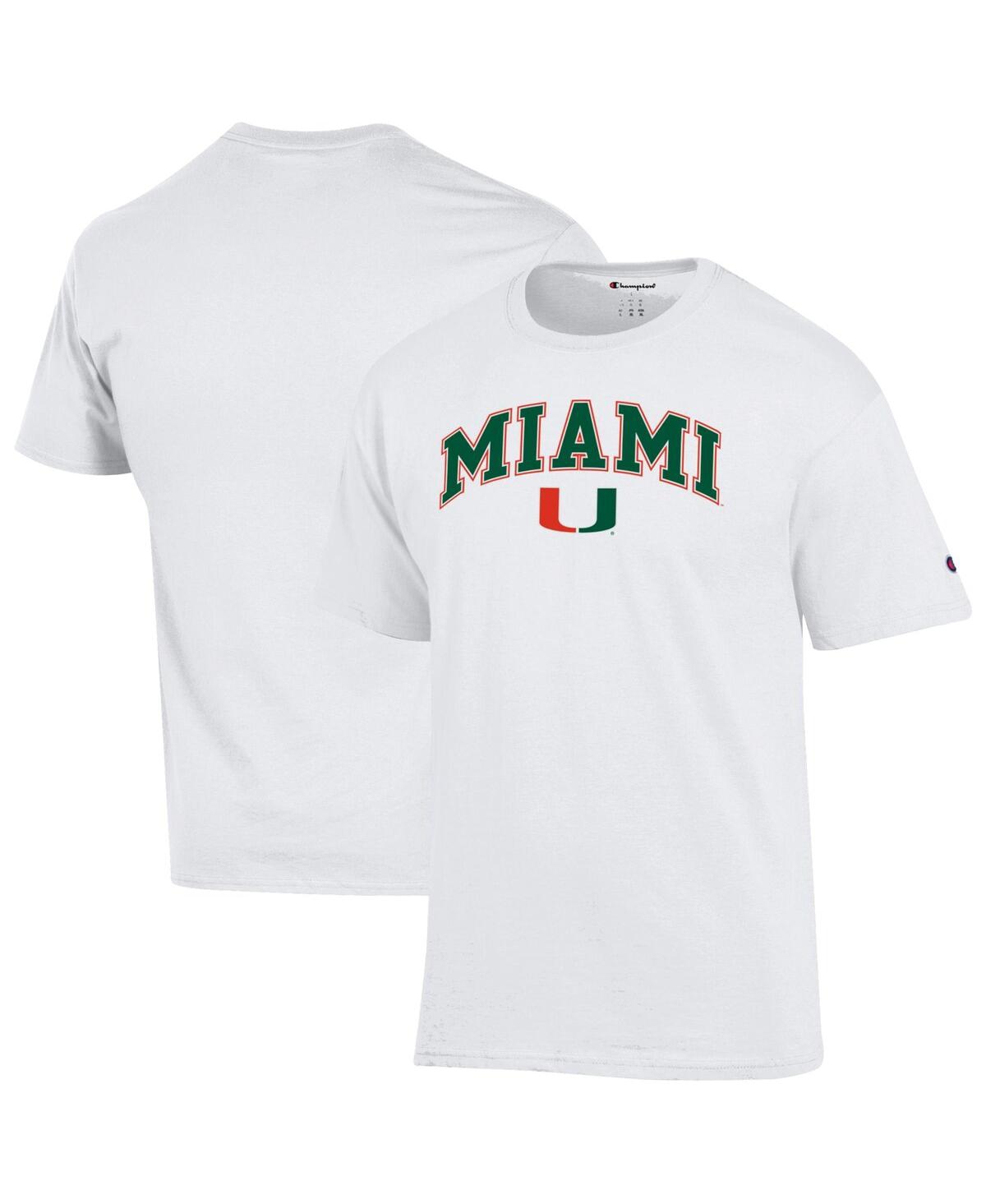 Champion Men's Orange Miami Hurricanes Arched Logo T-Shirt - White