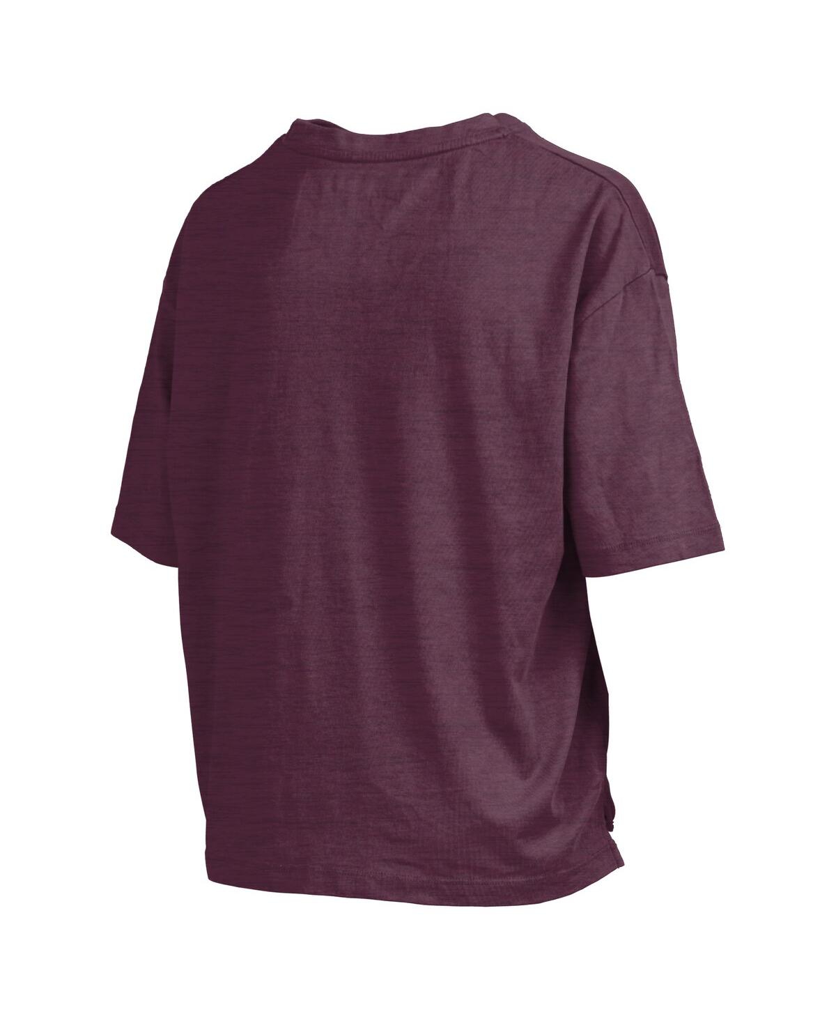PRESSBOX WOMEN'S MAROON ARIZONA STATE SUN DEVILS NELSON ARCH OVER LOGO WAIST LENGTH OVERSIZED SLUB T-SHIRT 