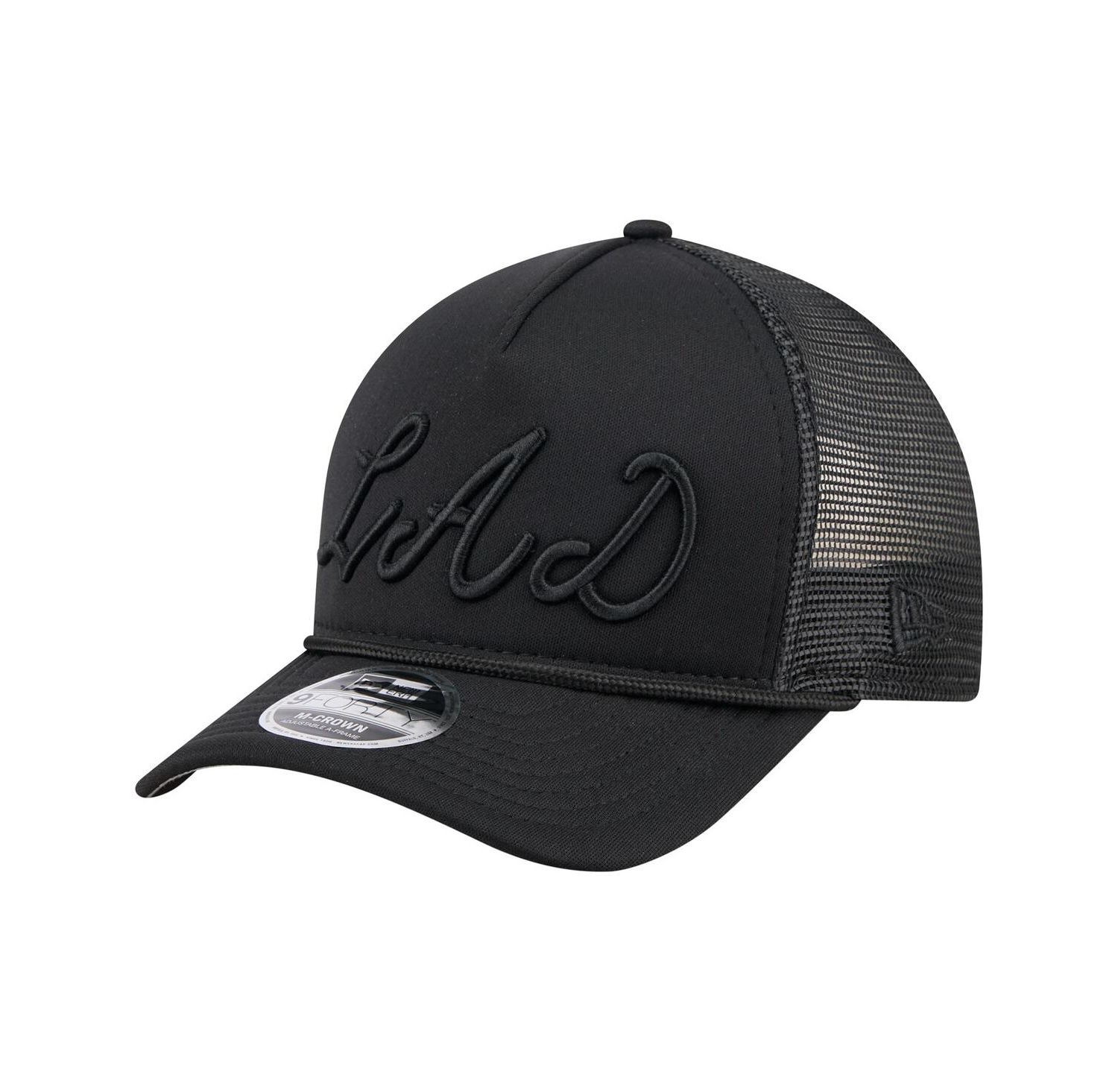 Men's Black Los Angeles Dodgers City Initial 9FORTY A-Frame M-Crown Adjustable Trucker Hat