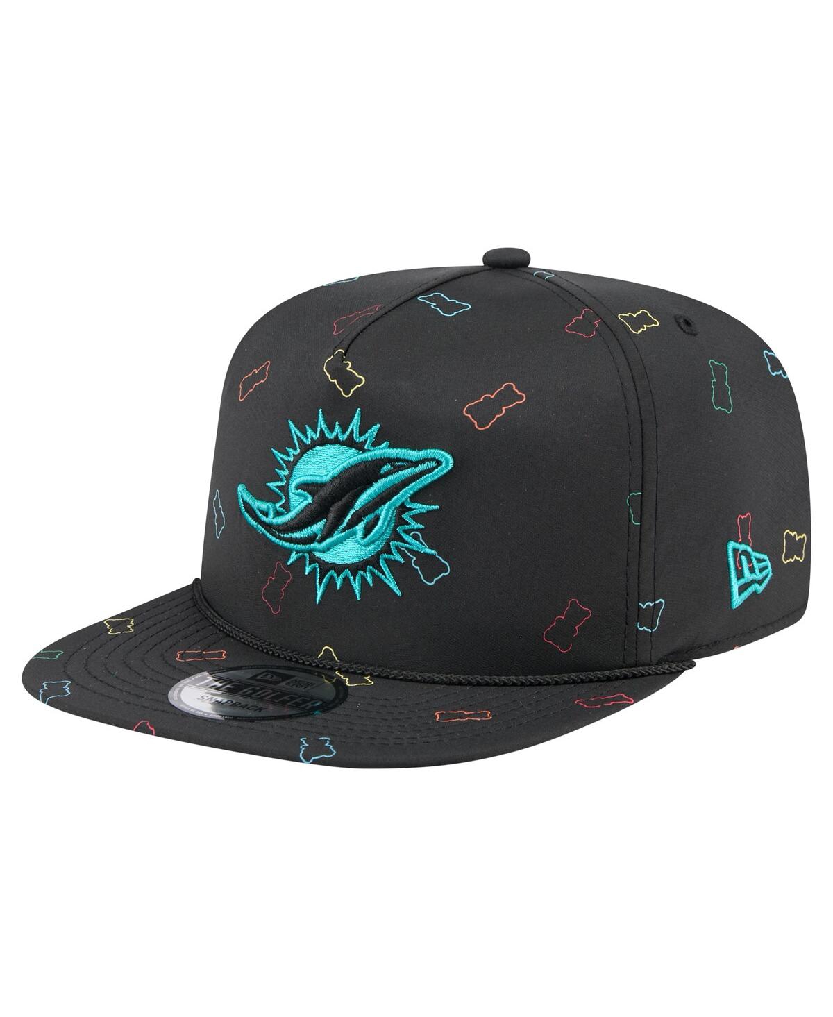 New Era Men's Black Miami Dolphins Gummy Golfer Snapback Hat