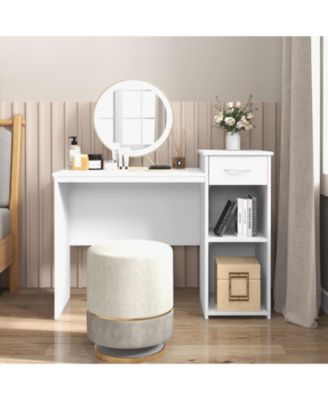 Computer Desk with Drawer Modern Laptop PC Desk with Adjustable Shelf and Cable Hole