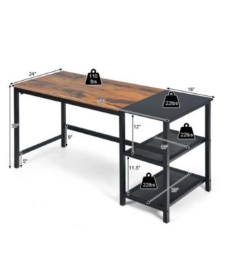 59 Inch Industrial Computer Desk with 2 Tier Storage Shelves for Home Office