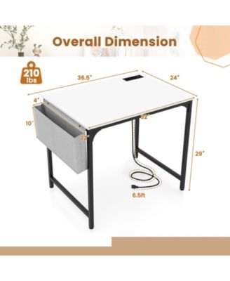 32 Inch Computer Desk Small Home Office Desk with Charging Station