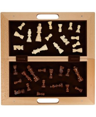 Folding Wood Travel Chess Set - 16 in. Board, 3 in. King