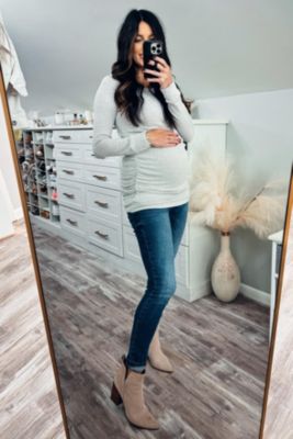 Maternity Cream Soft Knit Ruched Top