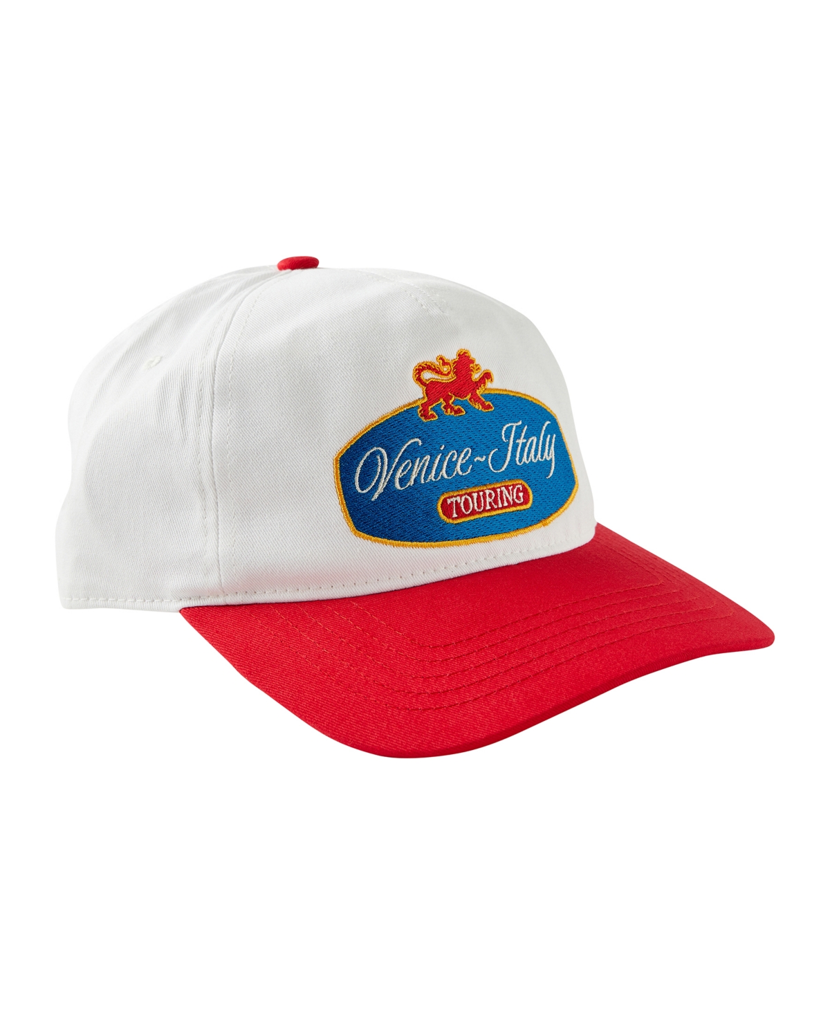 Men's 5 Panel Hat - White, Cherry red, Venice