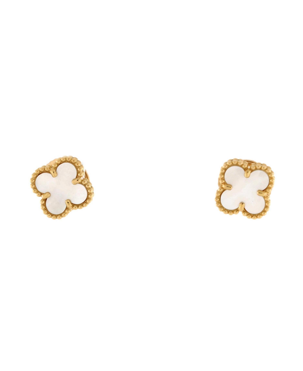 Sweet Alhambra Stud Earrings 18K Gold and Mother of Pearl - 18k white gold