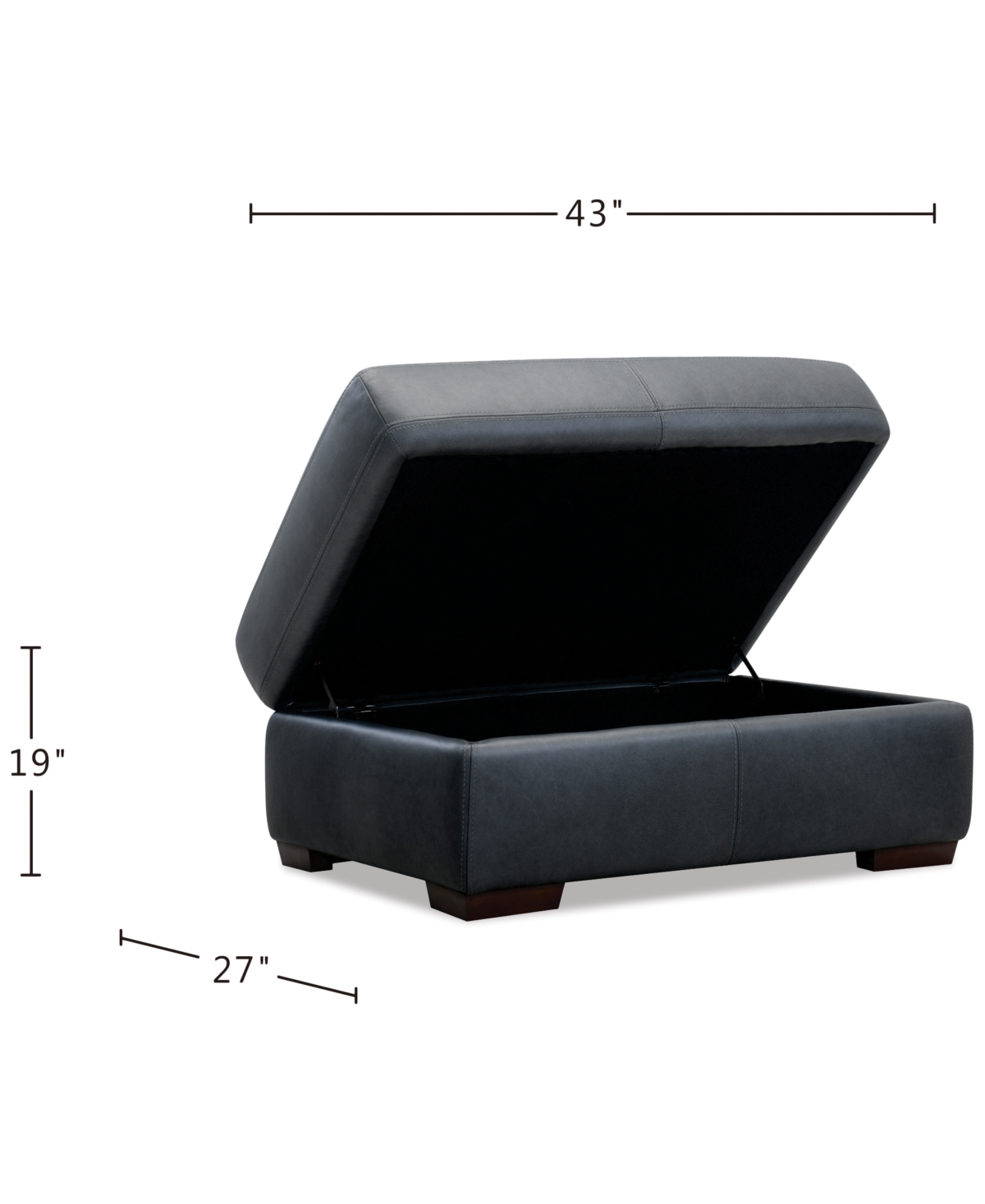 Macy's Ashlinn 43" Leather Storage Bench Ottoman, Exclusively At  In Gray