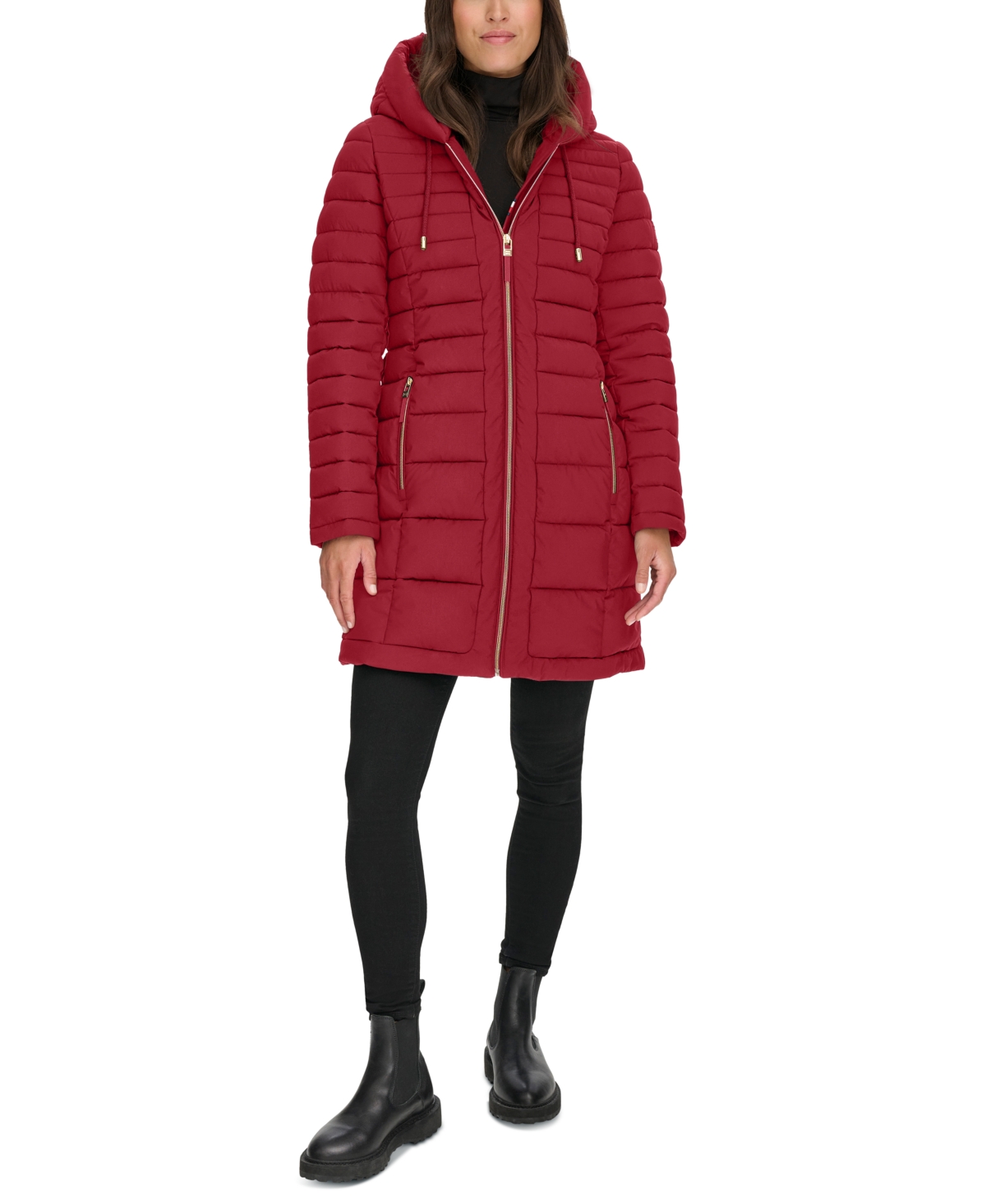 Tommy Hilfiger Women's Hooded Packable Puffer Coat In Red