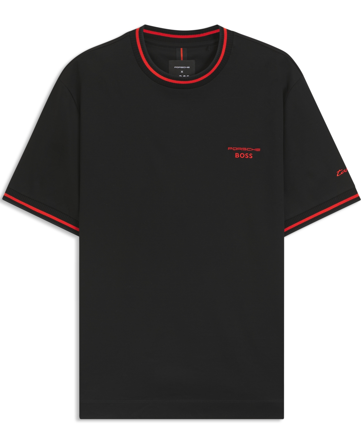 Hugo Boss Porsche X Cotton T-shirt With Moisture-control Finish In Black