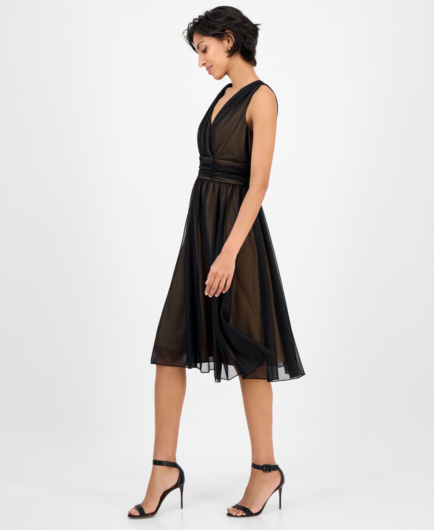 Plus Size Sleeveless Chiffon Midi Dress