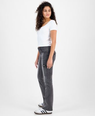 Juniors' Low Rise Cargo Bootcut Jeans