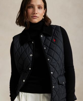 Women's Corduroy-Trim Quilted Vest