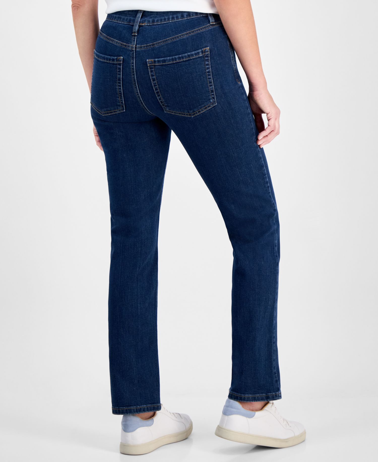 Petite Mid-Rise Straight-Leg Denim Jeans