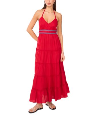 Vince Camuto - Women's Crochet-Trim Tiered Maxi Dress