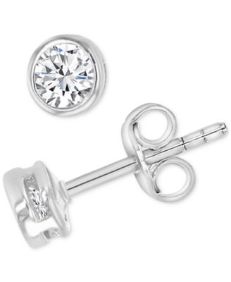2-Pc. Set Cubic Zirconia Round & Baguette Solitaire Stud & Drop Earrings in Sterling Silver