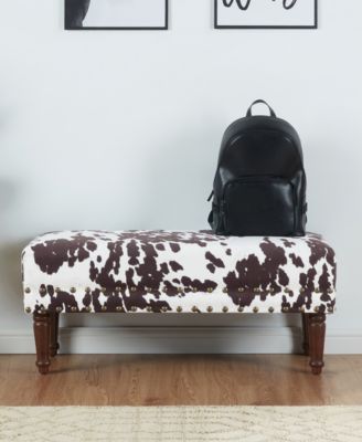 17" Designs4Comfort Cow Print Bench with Nail Heads