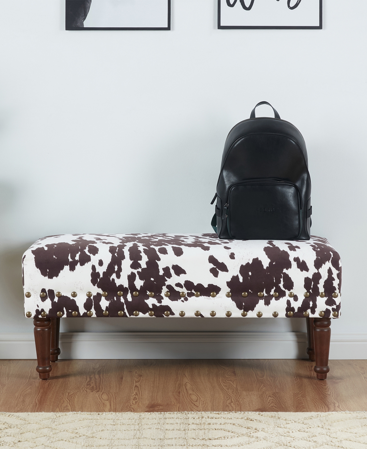 Convenience Concepts 17" Designs4Comfort Cow Print Bench with Nail Heads