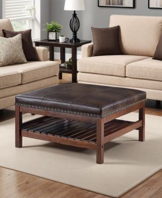 32" Designs4Comfort Silverton Coffee Table Cocktail Ottoman with Storage Shelf